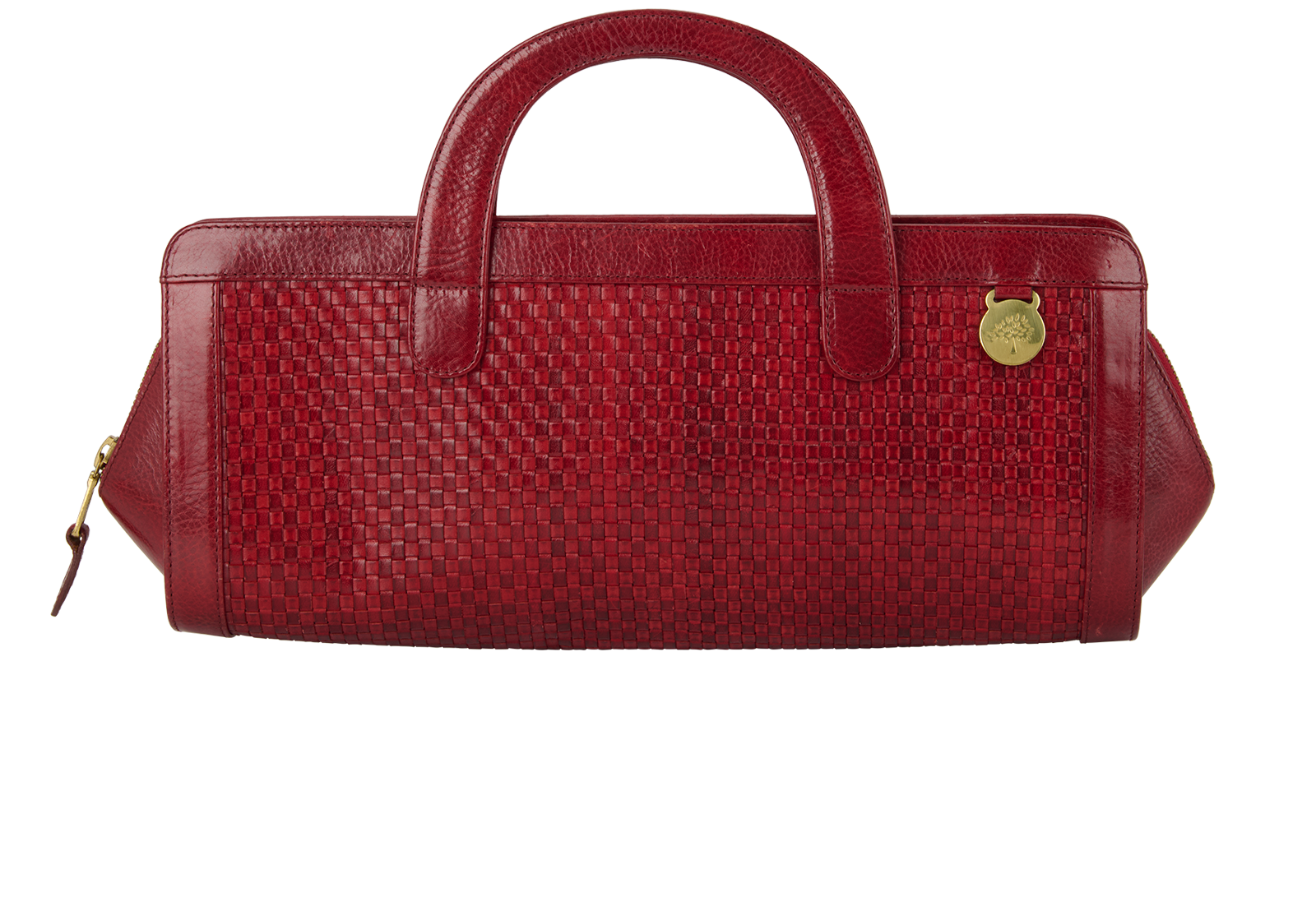 Vintage Woven Top Handle Clutch, &pound;150, Handbags, Red, Leather, Back view